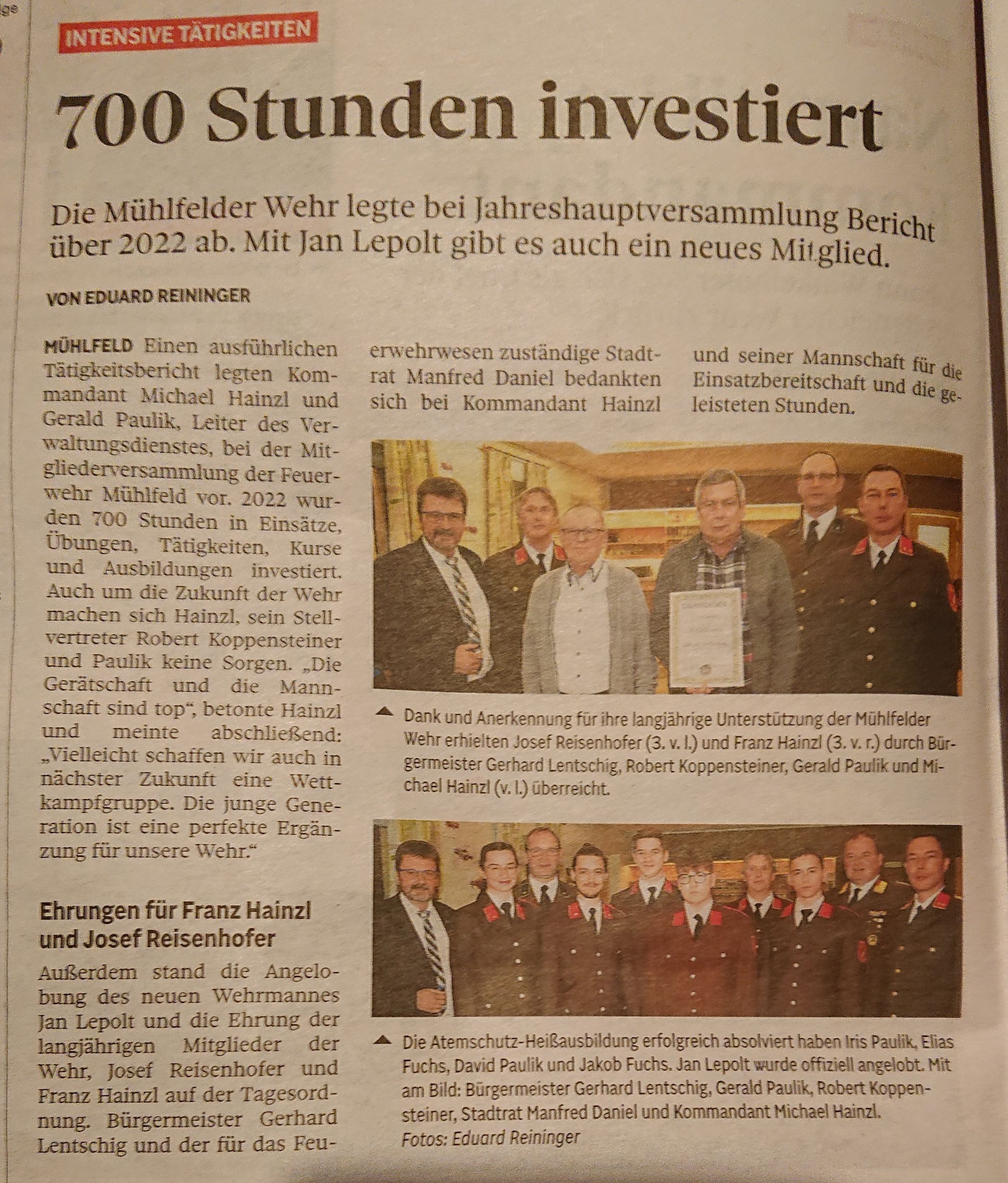 FF Mühlfeld, 700 Stunden investiert